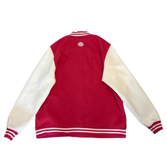 Tupperware Varsity Jacket 2XL pink white logo letterman style 23x27 sportswear - Picture 4 of 6